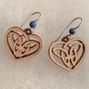 Beautiful handmade wood earrings ,like new